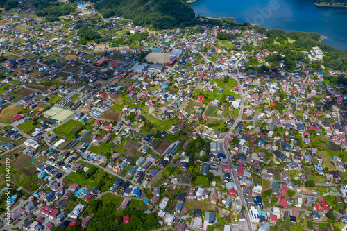 Top down view of the Kawaguchiko in japan © leungchopan