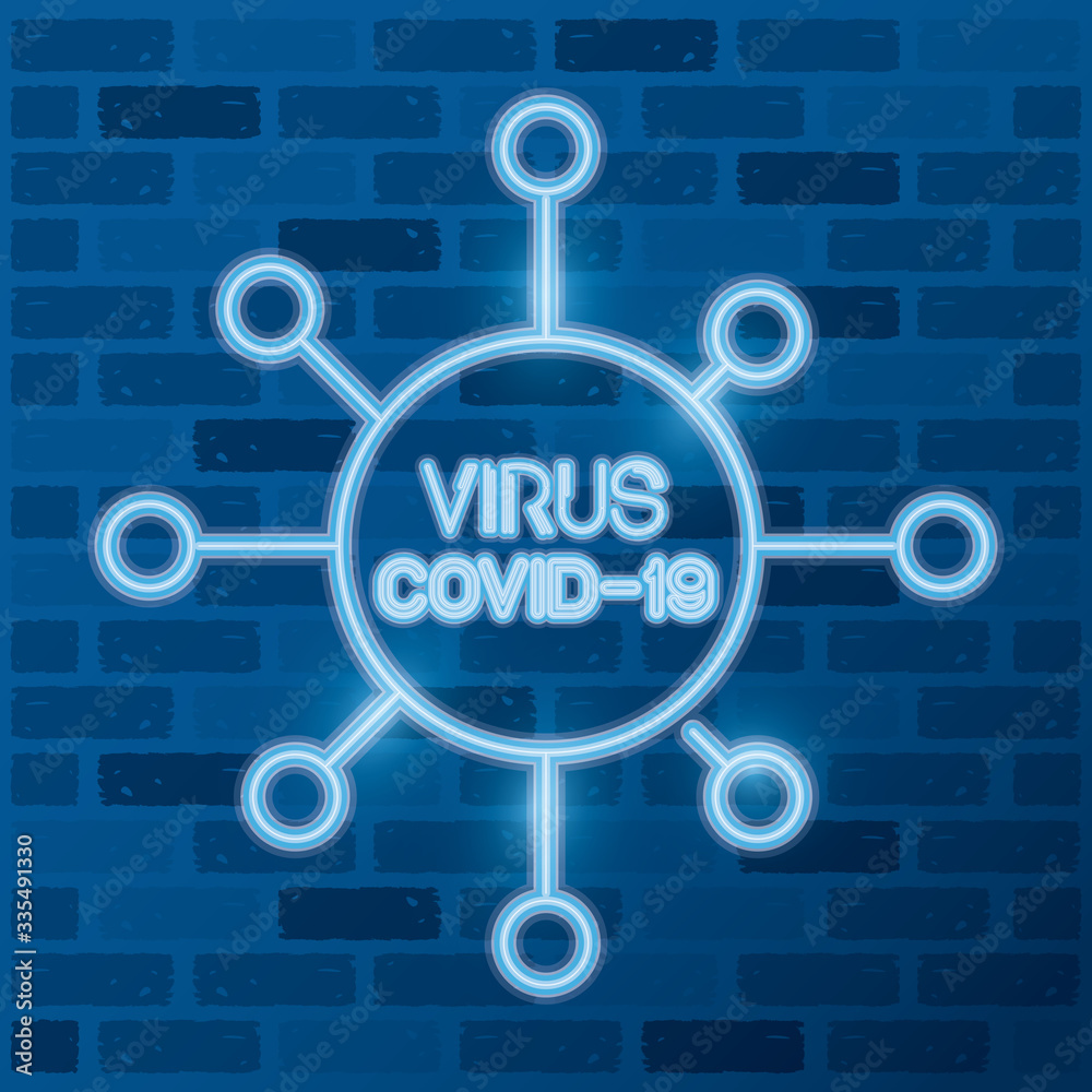 covid19 pandemic particle neon light in wall