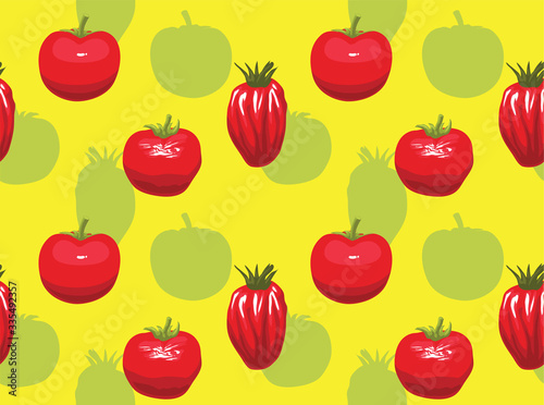 Tomato Fresh Rotten Vector Seamless Background Wallpaper-01