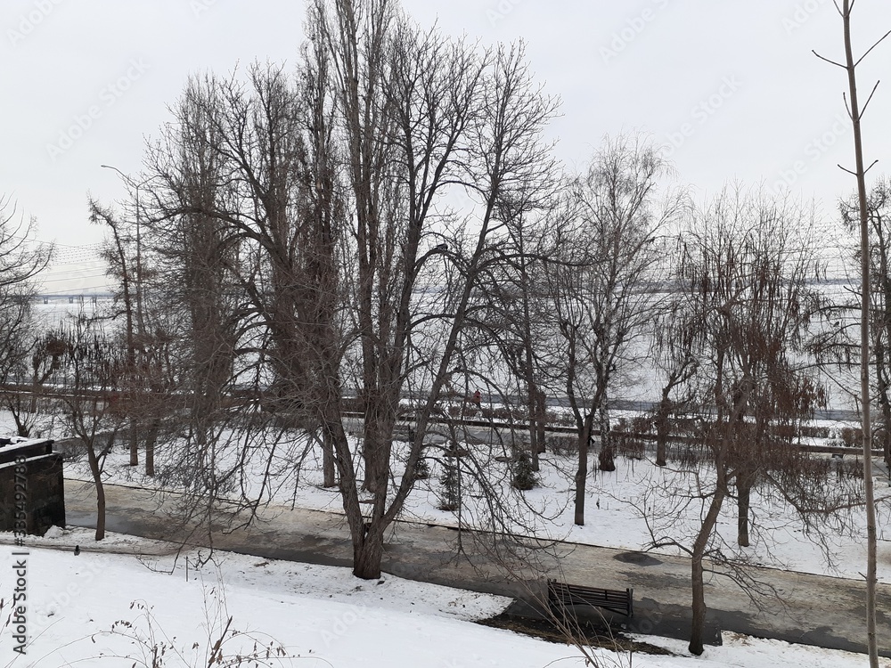 view of the winter Volga from the embankment of the city of Saratov, Russia view of the winter Volga from the embankment of the city of Saratov, Russia
