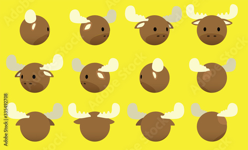 Animal Head Moose Animate Spinning Vector Illustration-01