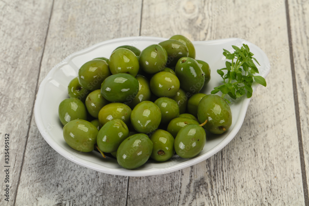 Green Campo Real olives in the bowl Green Campo Real olives in the bowl