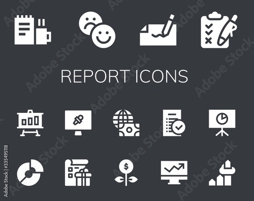 Modern Simple Set of report Vector filled Icons