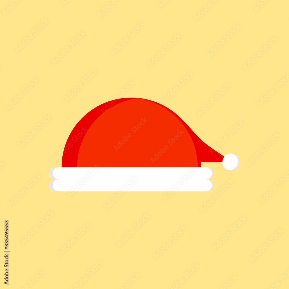 santa claus hat flat design illustration . Red funny cap silhouette. Merry Christmas clothes cute design. New year decoration wear costume. Vector illustration
santa claus hat flat design illustration . Red funny cap silhouette. Merry Christmas clothes cute design. New year decoration wear costume. Vector illustration