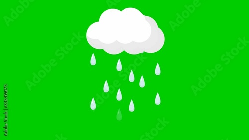 Wallpaper Mural Animated drops of rain from cloud. It's raining. Vector illustration isolated on green background. Torontodigital.ca
