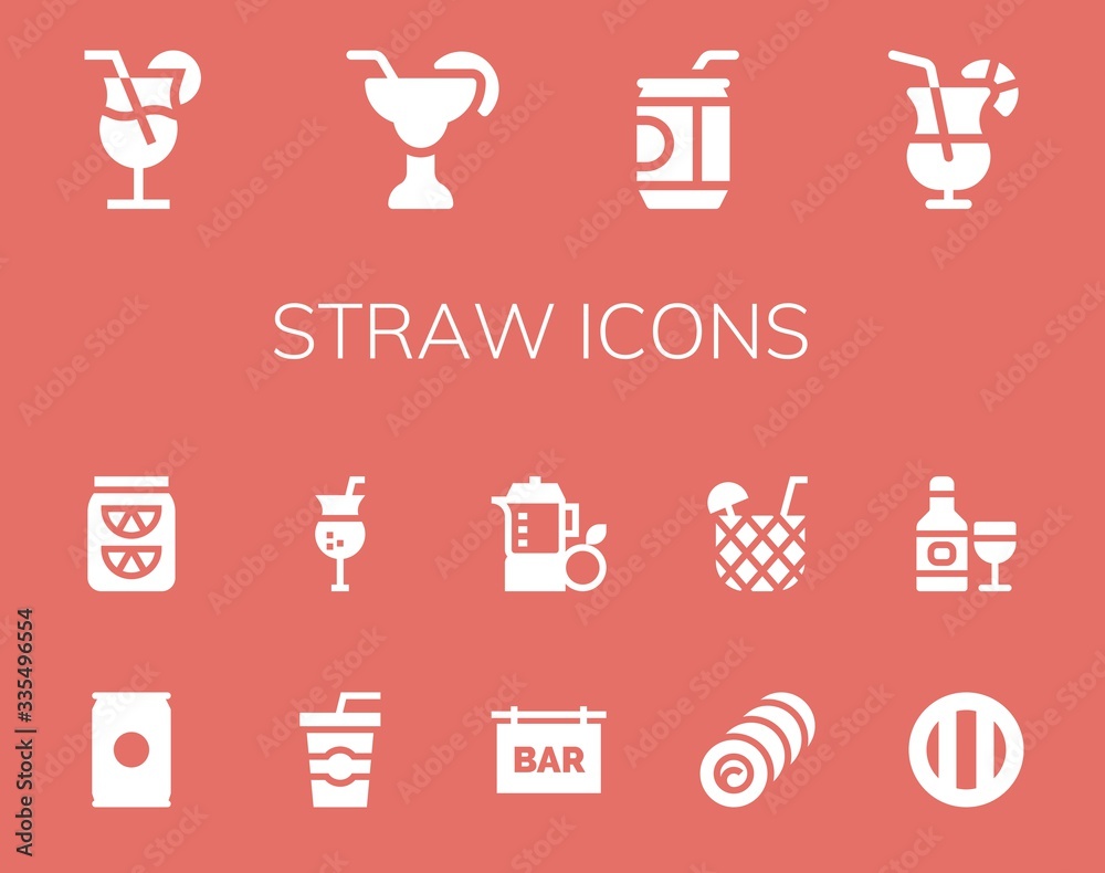 straw icon set straw icon set