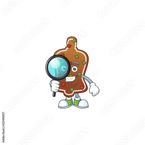 Smart Detective of gingerbread bell cartoon character design concept © kongvector