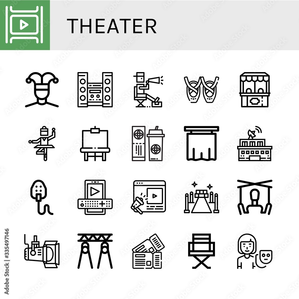 theater simple icons set