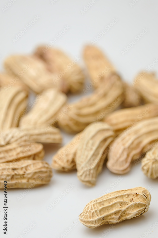 Close up boiled peanuts white background Close up boiled peanuts white background
