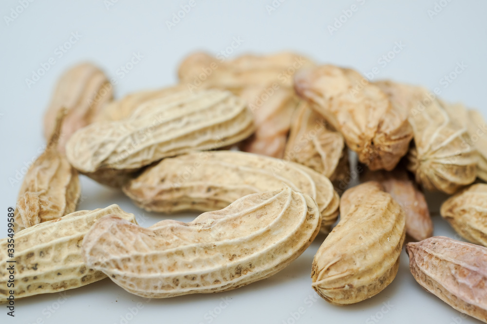 Close up boiled peanuts white background Close up boiled peanuts white background