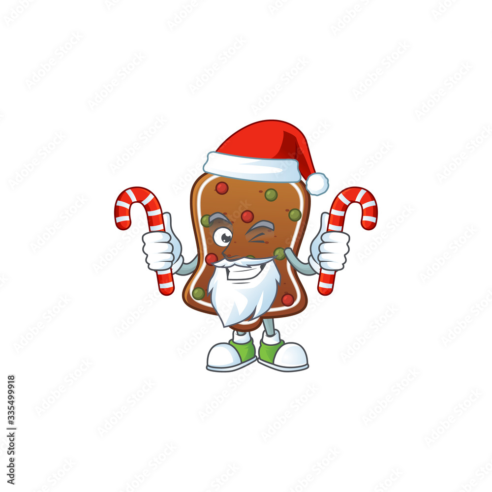 Gingerbread bell humble Santa Cartoon character having candies Gingerbread bell humble Santa Cartoon character having candies