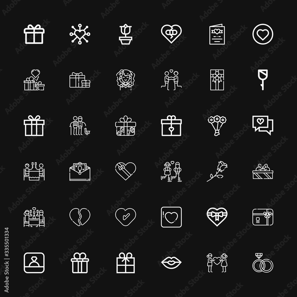 Editable 36 valentine icons for web and mobile