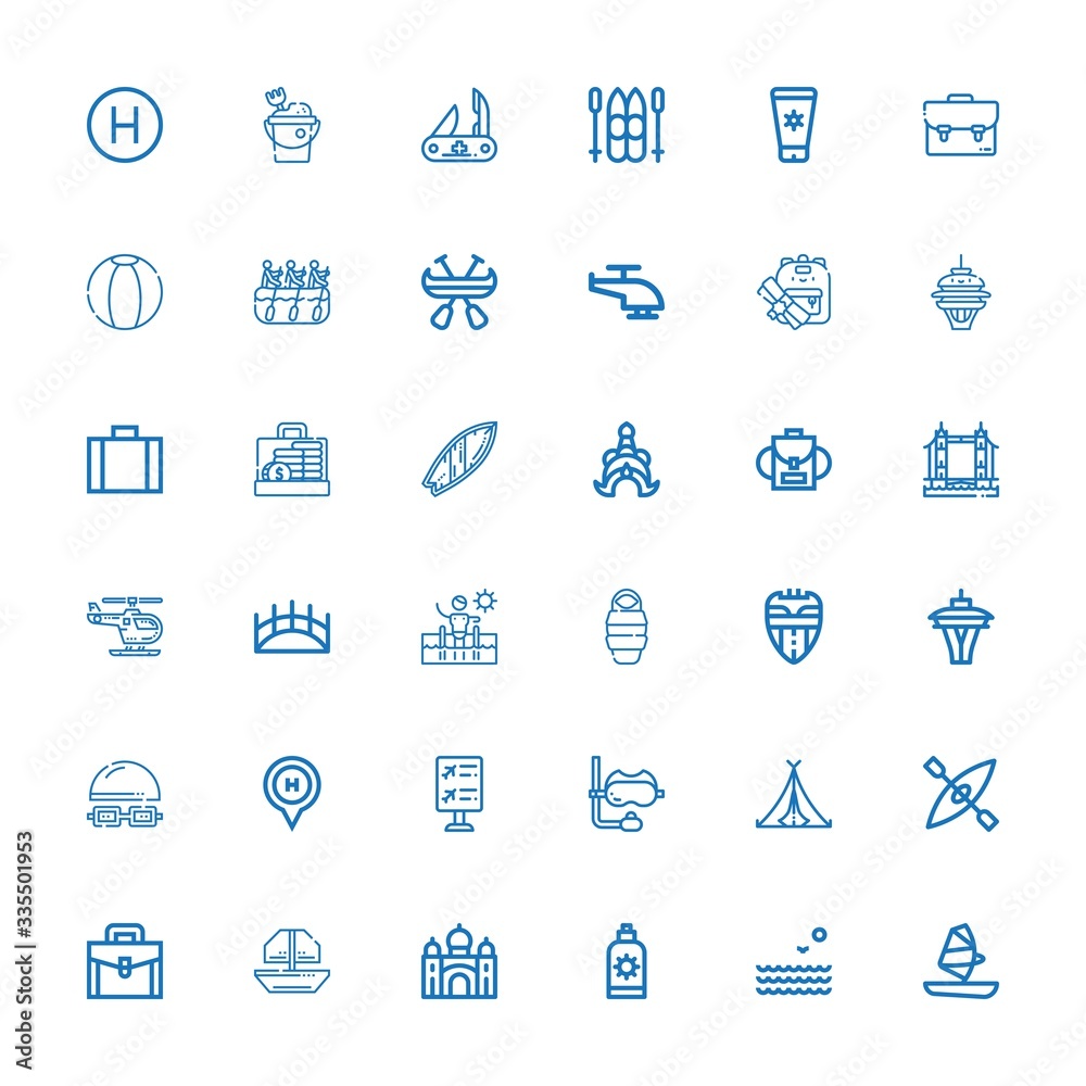 Editable 36 tourism icons for web and mobile