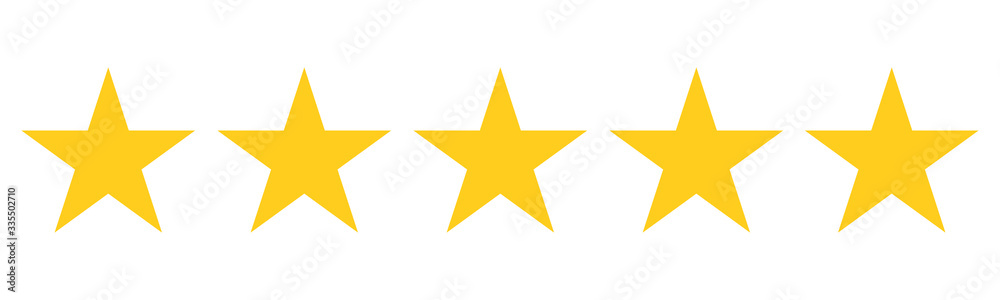 5 Star Rating Review with five golden stars as vector icons 5 Star Rating Review with five golden stars as vector icons