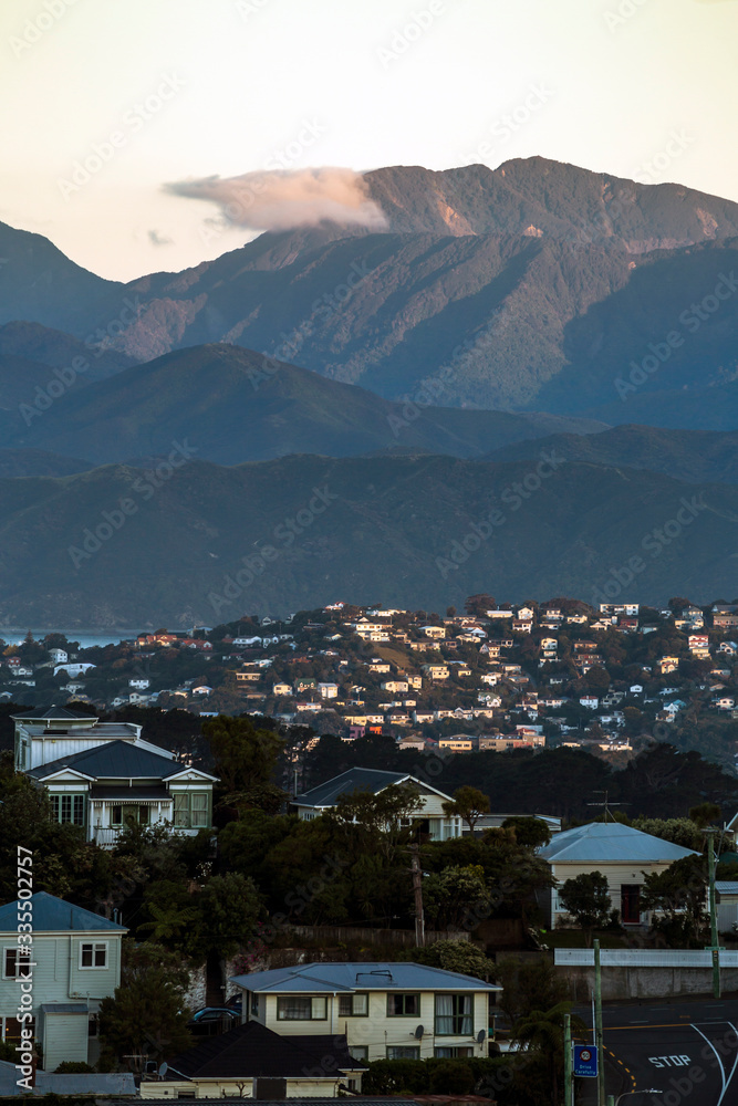 Fototapeta premium Sunset in Wellington, New Zealand