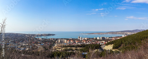 Hiking in the mountains and a view of the sea and the center of Gelendzhik. Black sea coast © BSolnyshkin