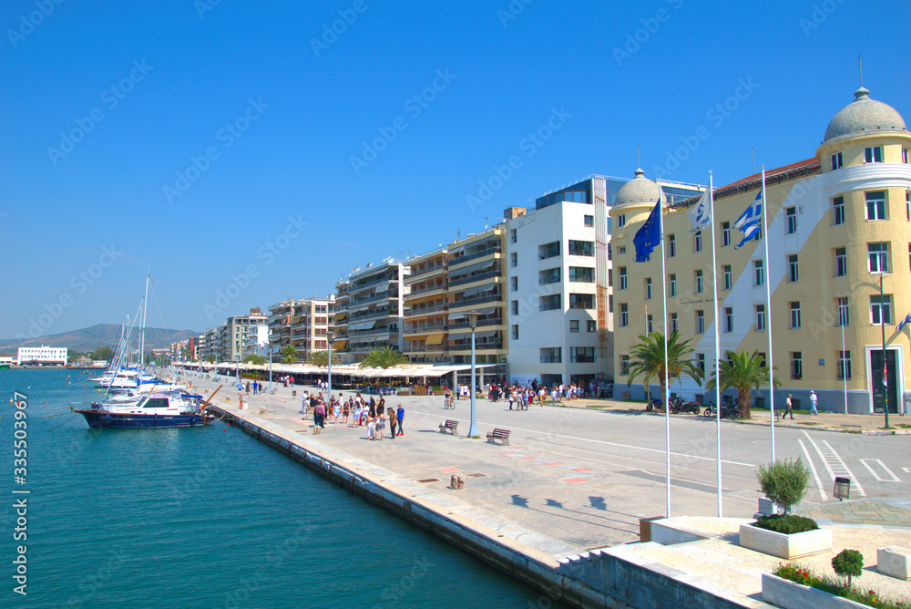 Greece, Volos 4/4/2020 Volos city , seafront in the morning,snapshots of daily life, public buildings, university, monuments