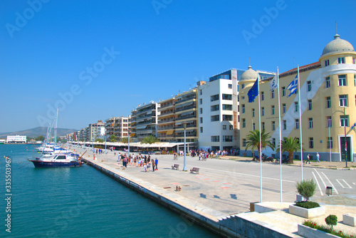 Greece, Volos 4/4/2020 Volos city , seafront in the morning,snapshots of daily life, public buildings, university, monuments