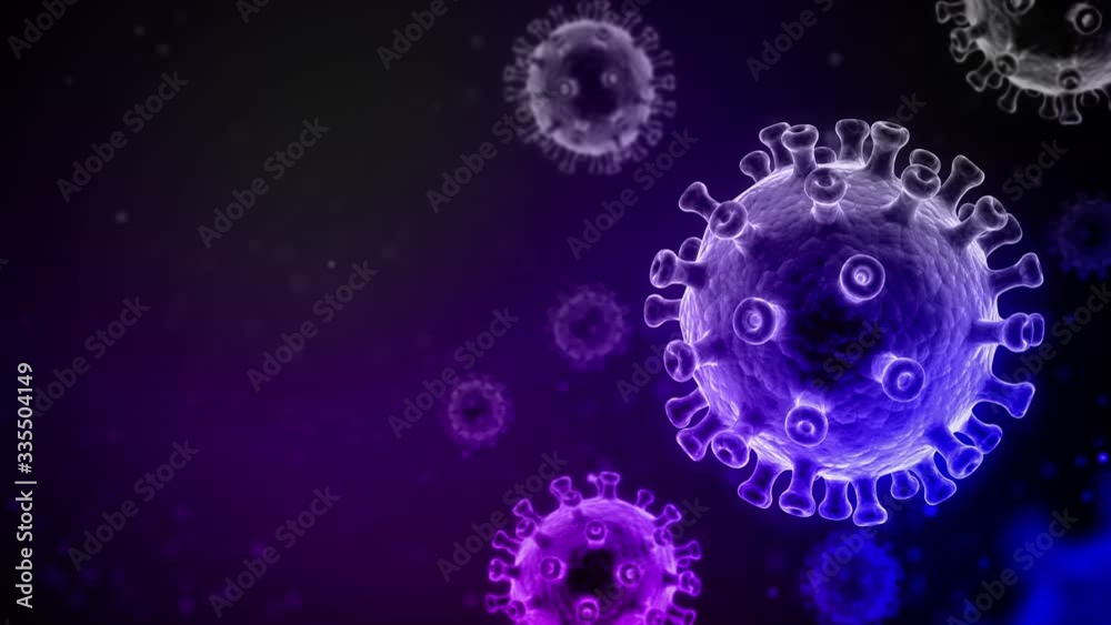3d rendering of covid-19 coronavirus cells medical animation background looped with copyspace for your text.