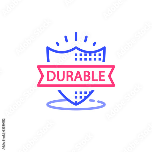 Durable concept, quality guarantee, warranty shield, vector illustration