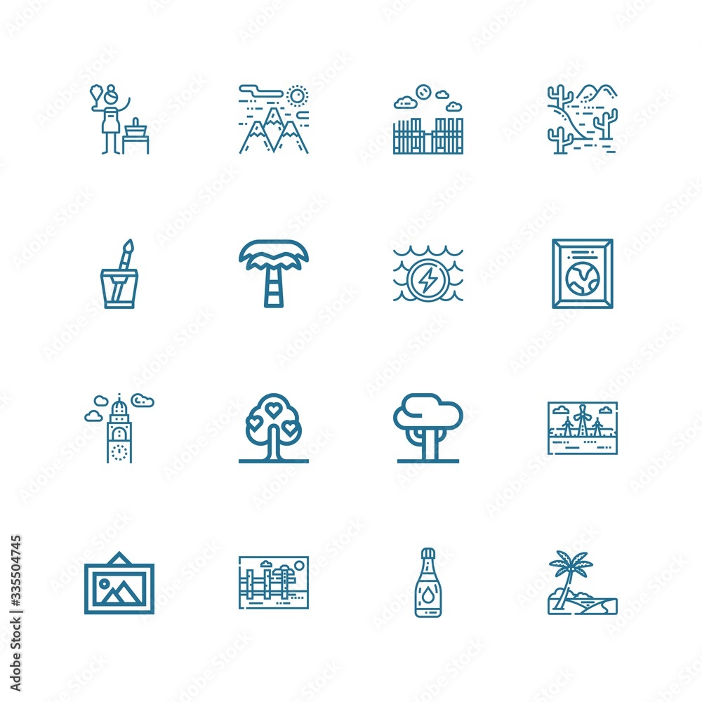 Editable 16 landscape icons for web and mobile