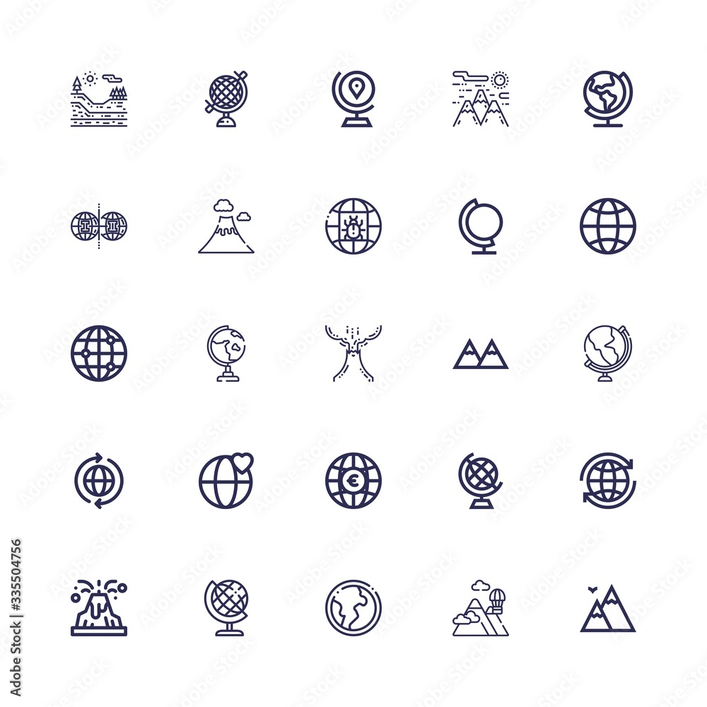 Editable 25 geology icons for web and mobile