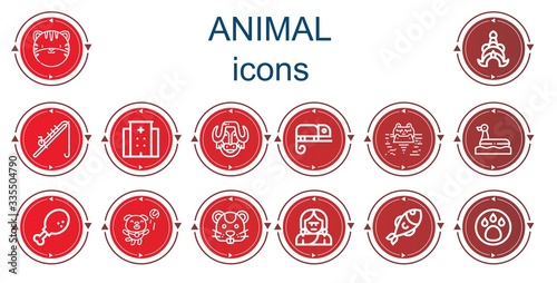 Editable 14 animal icons for web and mobile