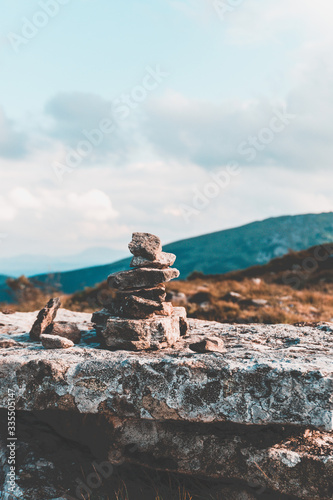 Pile of small stones in the mountains