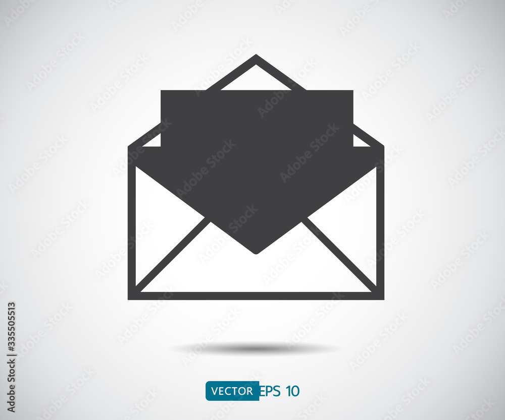Envelope Mail icon Flat design style. Direct message, sms vector illustration Envelope Mail icon Flat design style. Direct message, sms vector illustration