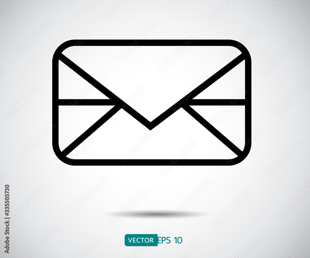 Envelope Mail icon Flat design style. Direct message, sms vector illustration Envelope Mail icon Flat design style. Direct message, sms vector illustration
