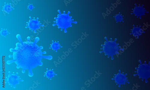 Image of Flu COVID-19 virus cell under the microscope on the blood.Coronavirus Covid-19 outbreak influenza background.Pandemic medical health risk concept 