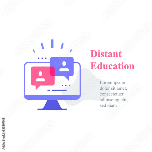Webinar concept, online course, distant education, video lecture, internet group conference