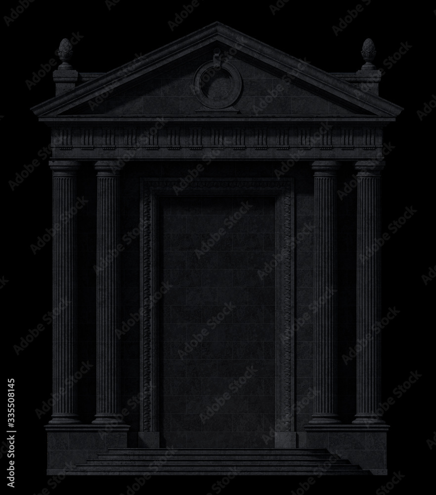 Fototapeta premium Black portico. Architectural elements of the classic building facade with a niche. 3D rendering