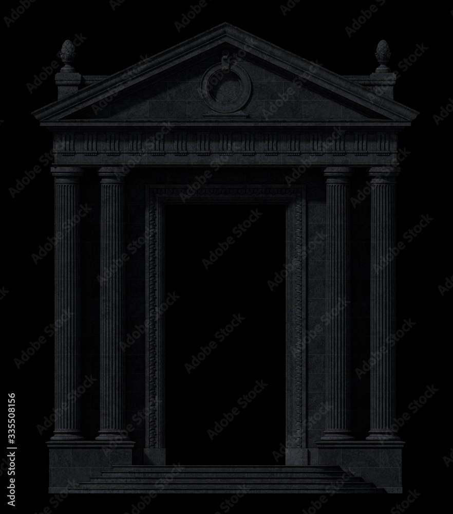 Obraz premium Black portico. Architectural elements of the classic building facade. 3D rendering