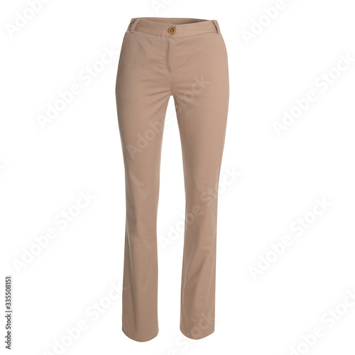 Light brown female pants is...ed on white background