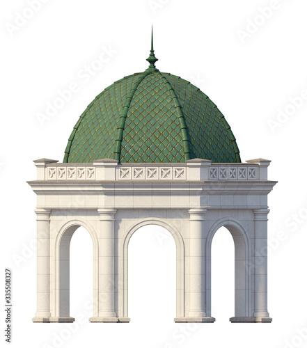 Rotunda with a green roof. Architecture. Exterior. 3D rendering photo