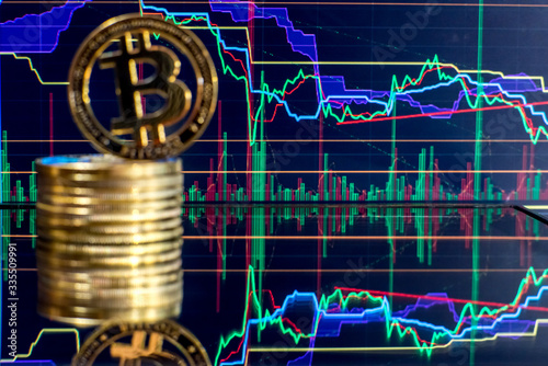 Bitcoin on the background of stock quotes