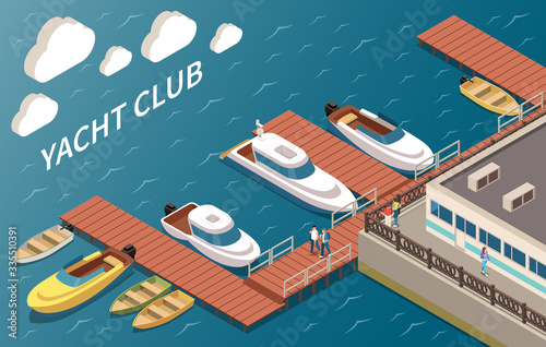 Yacht Club Isometric Composition 