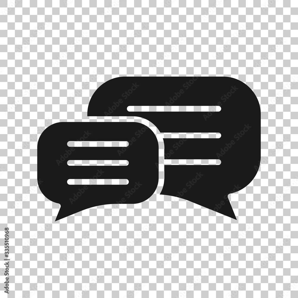 Speak chat sign icon in flat style. Speech bubbles vector illustration on white isolated background. Team discussion button business concept. Speak chat sign icon in flat style. Speech bubbles vector illustration on white isolated background. Team discussion button business concept.