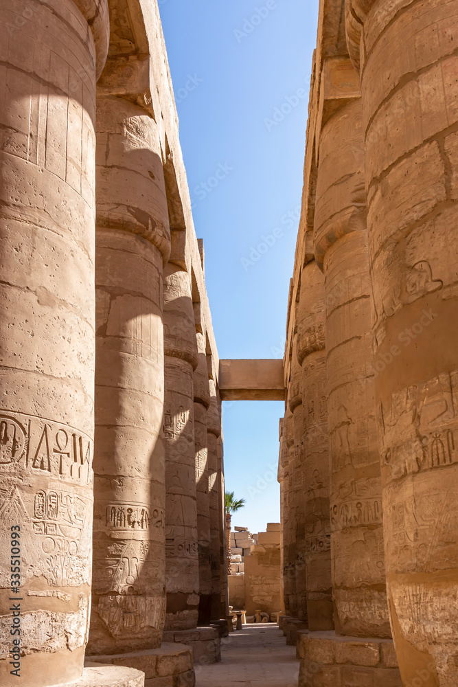 Columns of the The Great Hypostyle Hall, located within the Karnak Temple Complex