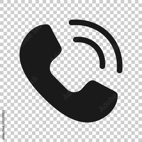 Mobile phone icon in flat style. Telephone talk vector illustration on white isolated background. Hotline contact business concept.