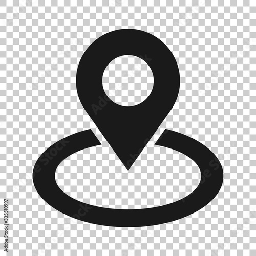 Map pin icon in flat style. gps navigation vector illustration on white isolated background. Locate position business concept.