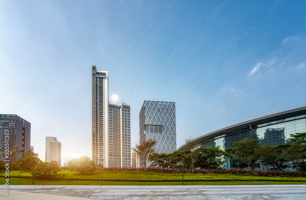 Shenzhen architectural landscape office building and urban skyline