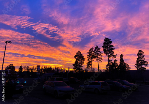 Beautiful sunset in Dalarna, Sweden.
