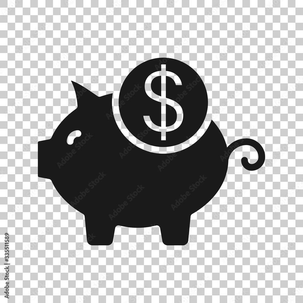 Money box icon in flat style. Pig container vector illustration on white isolated background. Piggy bank business concept. Money box icon in flat style. Pig container vector illustration on white isolated background. Piggy bank business concept.