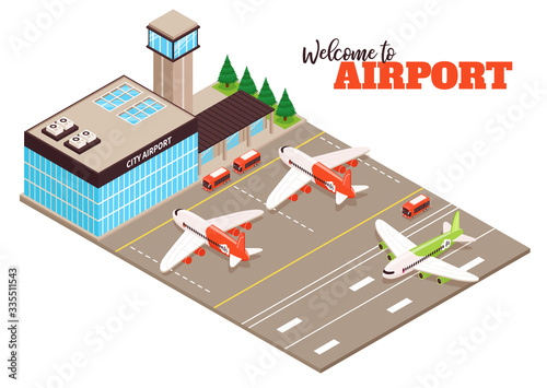 Airport Runway Isometric View