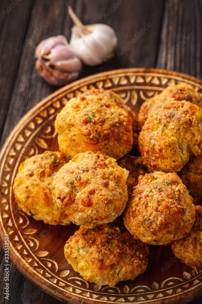 Homemade cheese and garlic biscuits. Homemade cheese and garlic biscuits.