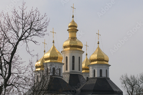 golden domes of orthodox church photo