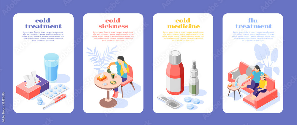 Flu Sickness Isometric Posters Flu Sickness Isometric Posters