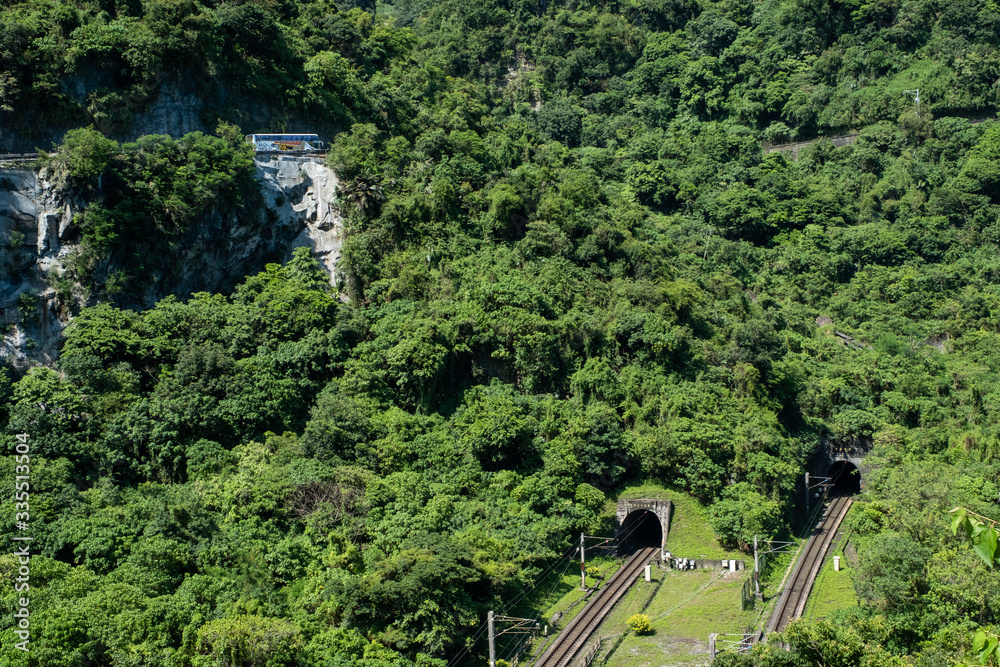 Hualien forest and train in Taiwan